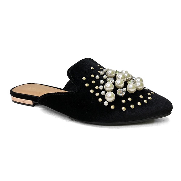 Bamboo Flats*Velvet Flats Slippers*Vintage Shoes*Mary
Jane*Pearl Jewels Party - Picture 3 of 10